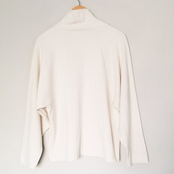 Madewell Brushed Herringbone Jacquard Turtleneck Top Funnel Neck Cream Ivory S - Picture 8 of 16